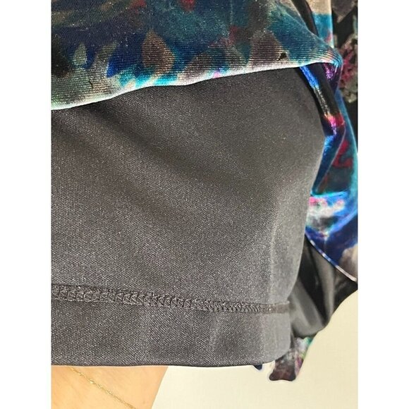 Badgley Mischka Velour Floral Top 2X Blue Retro Boho Western Coastal Preppy 80s - Picture 11 of 15